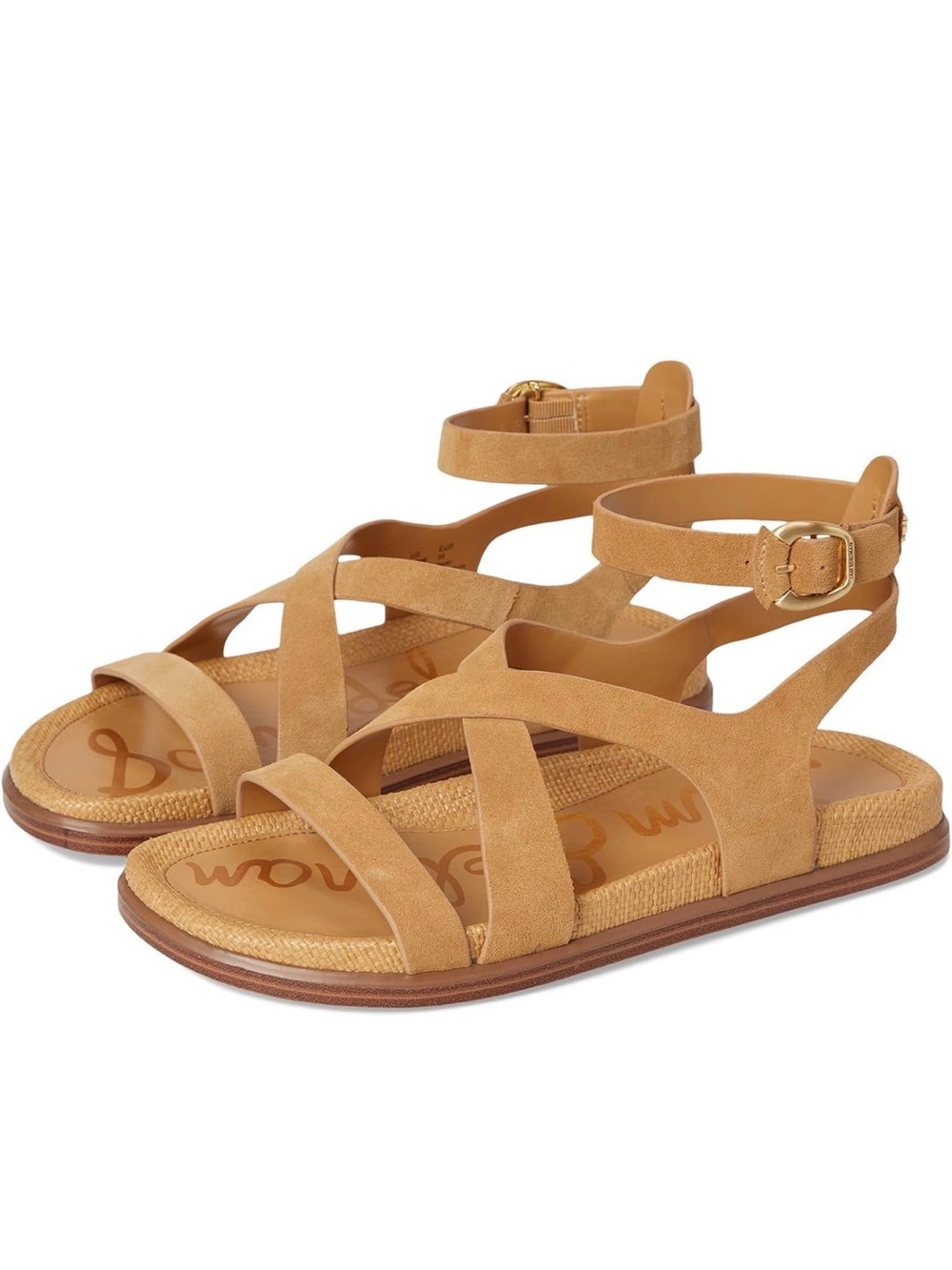 Sam Edelman Tan Strappy Ankle-Buckle Sandals